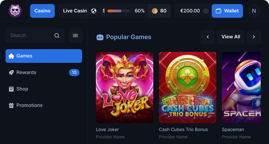 Casino Flix platform interface